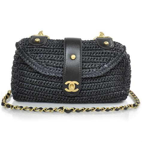 chanel straw bag black|chanel bags with balls.